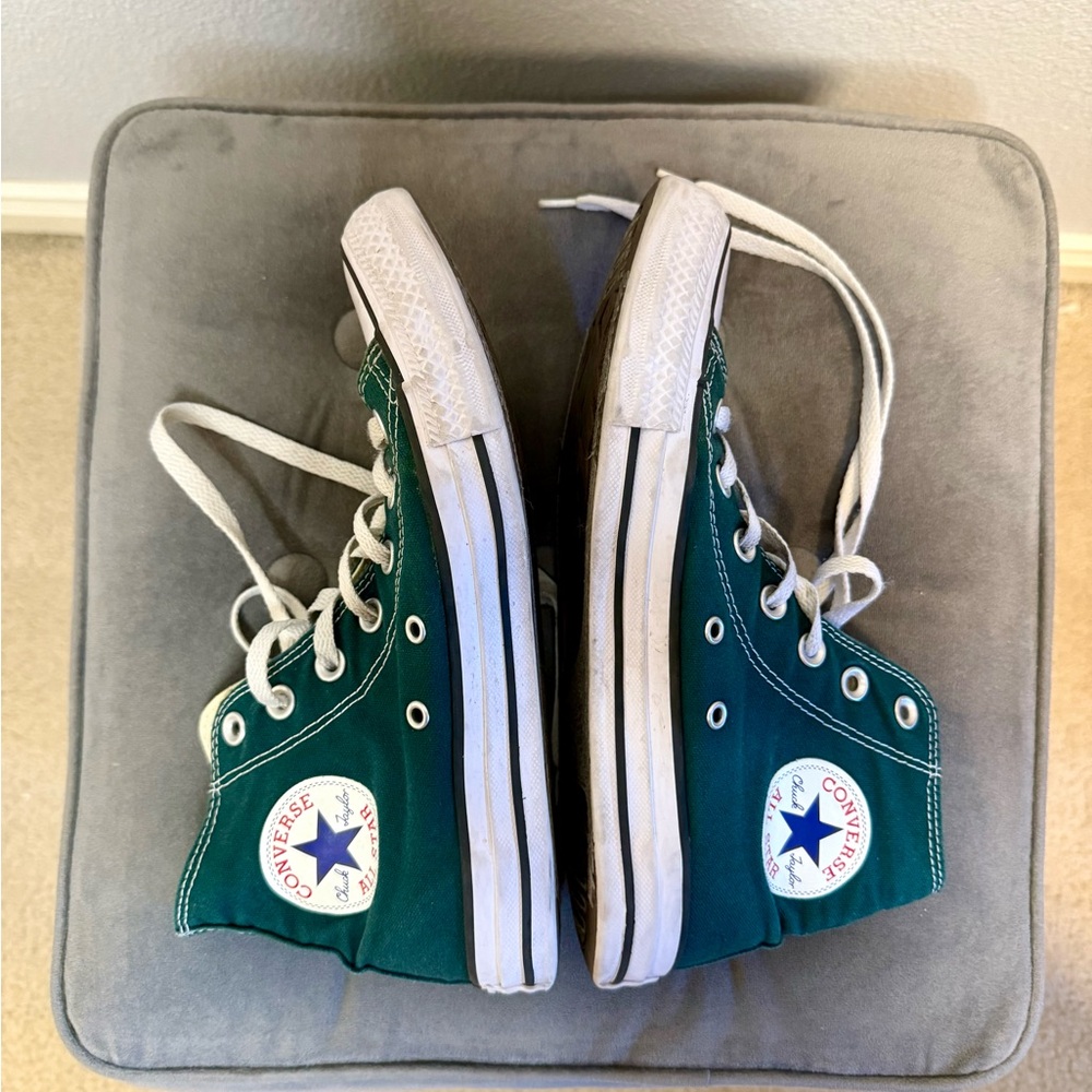 Converse Chuck Taylor All Star High Top Sneakers in Dark Green and White - Picture 4 of 9